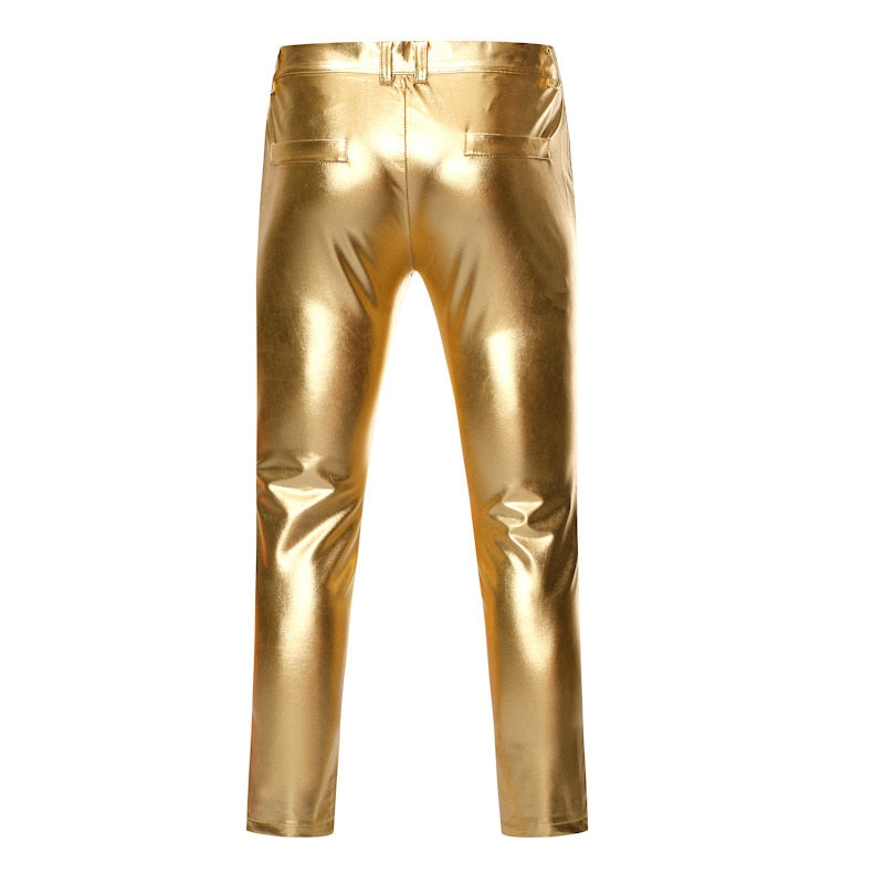 Solid Coated Metallic Skinny Shiny Stage Style Men Pants – FanFreakz