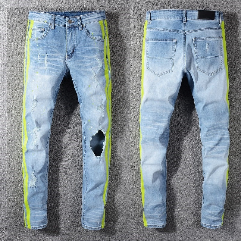 mens jeans with stripe down the side