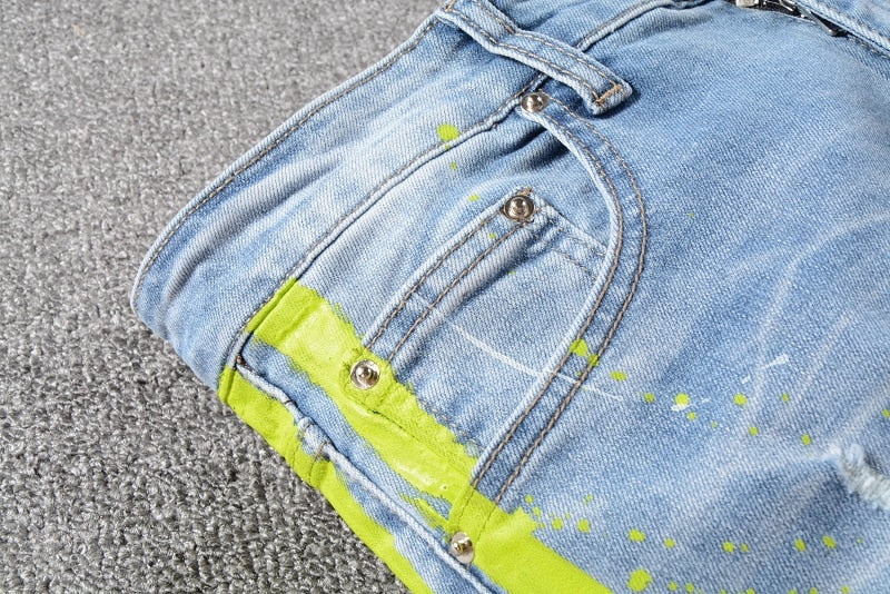 jeans with green side stripe