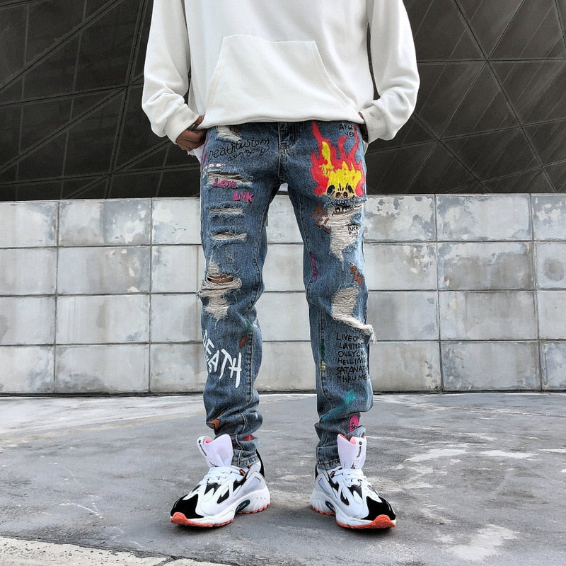 destroyed ripped jeans mens