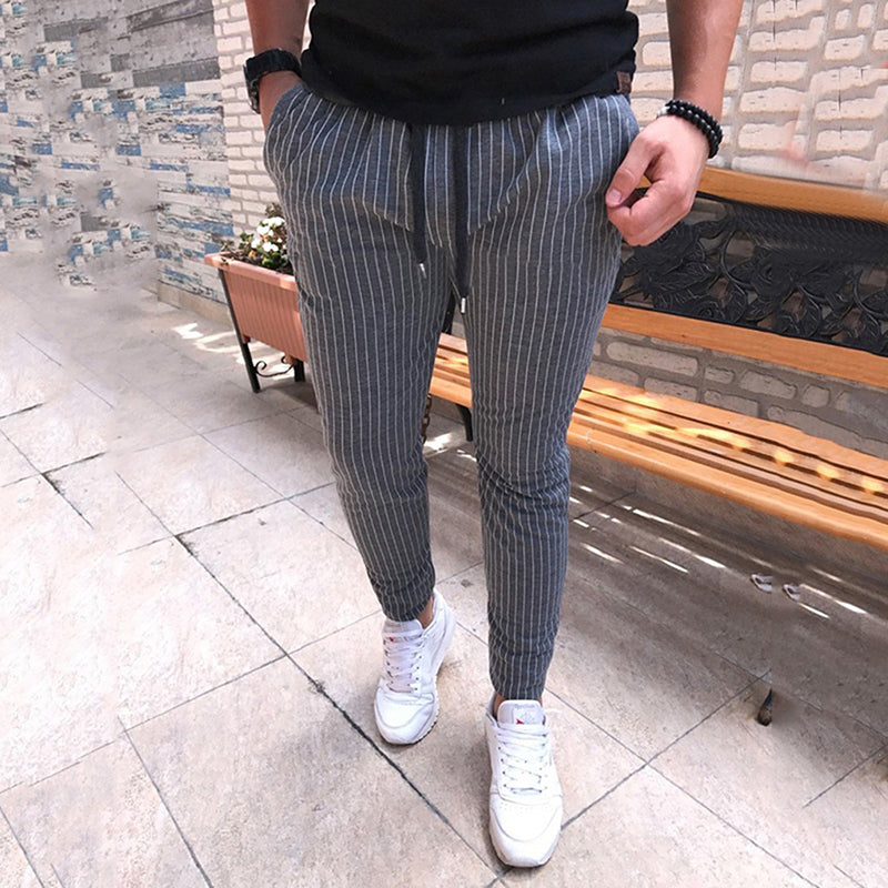 mens striped drawstring pants