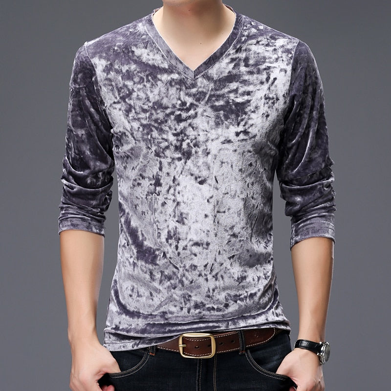 Soft Velvet V Neck Men T-Shirt – FanFreakz