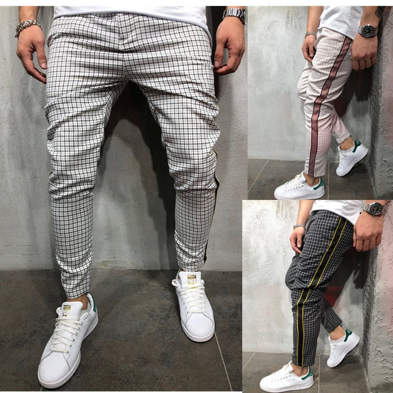 fashion mens stripe slim pencil pants