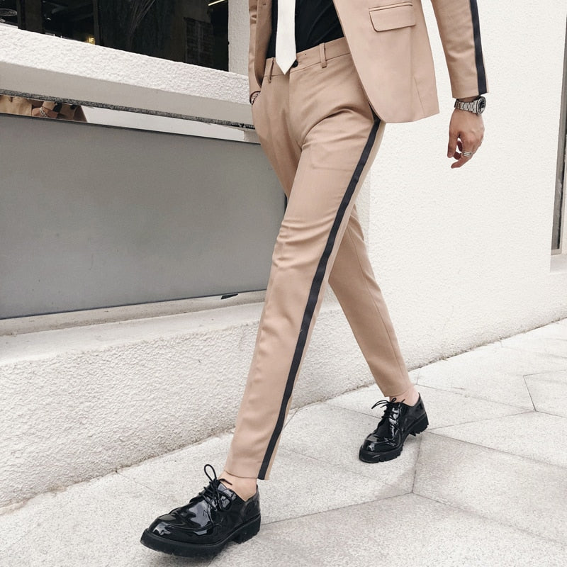 dress pants with stripe down the side mens