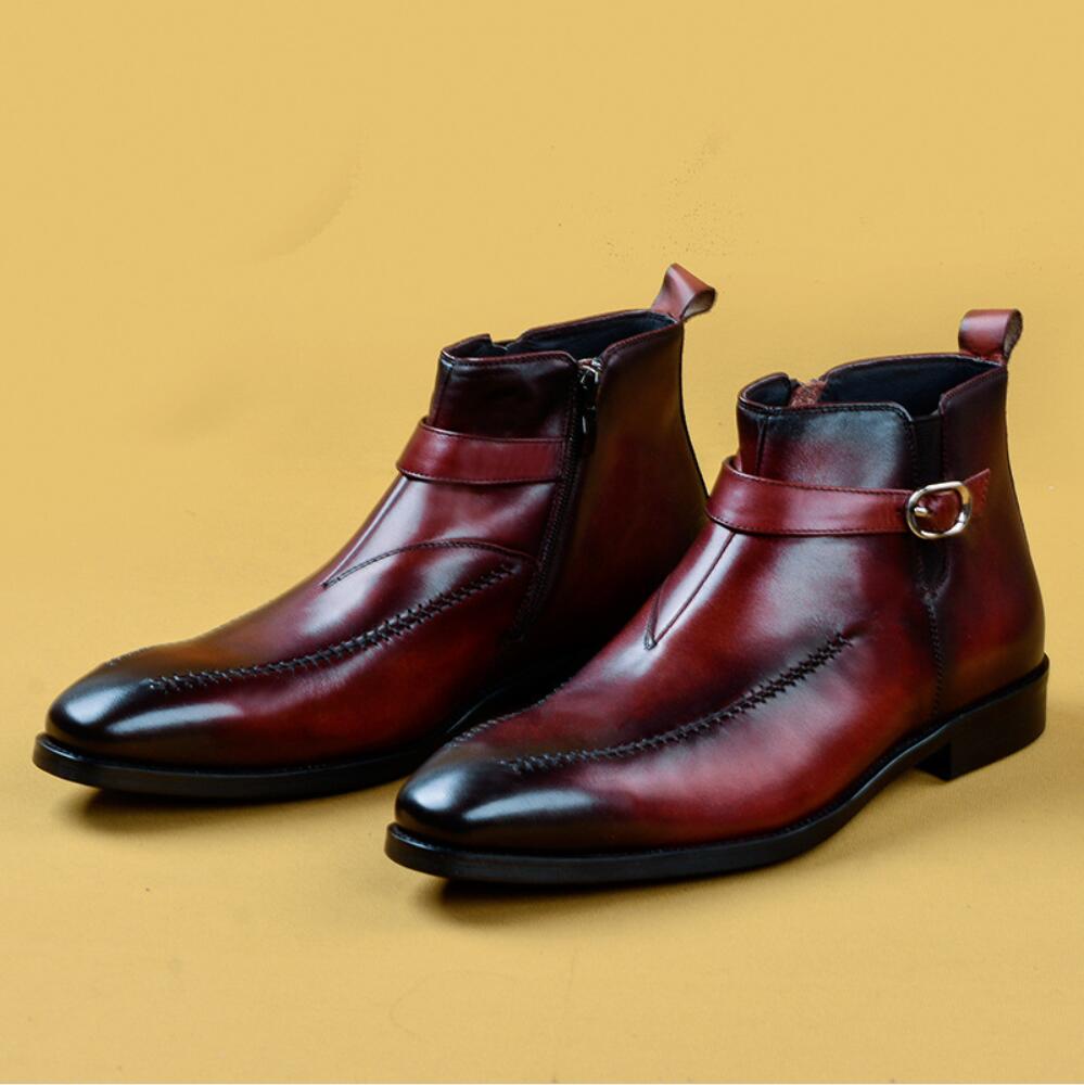 Genuine Leather Buckle Two Tone Men Chelsea Boots – FanFreakz