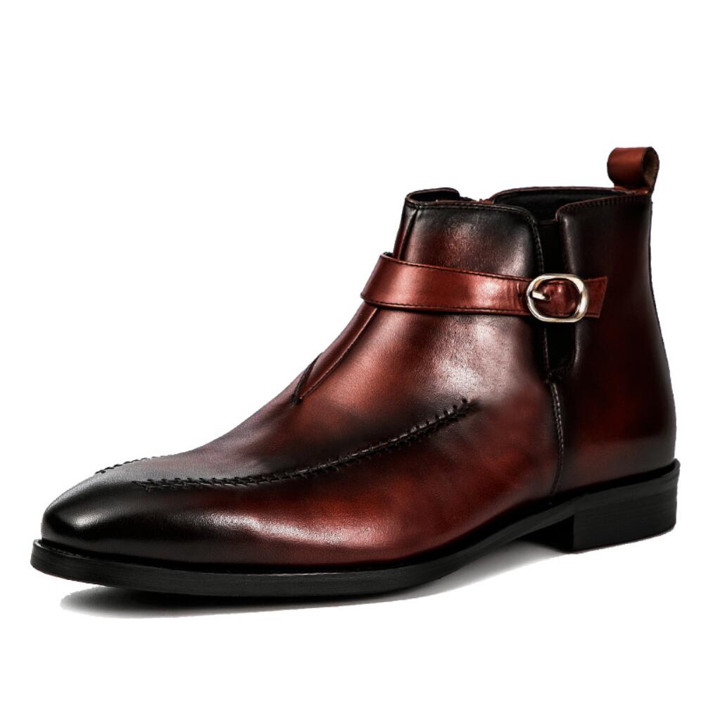 Genuine Leather Buckle Two Tone Men Chelsea Boots – FanFreakz