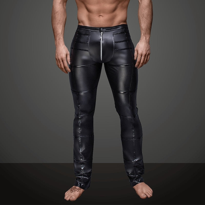 Sexy Faux Leather Open Crotch Latex Gothic Style Men Pants – FanFreakz