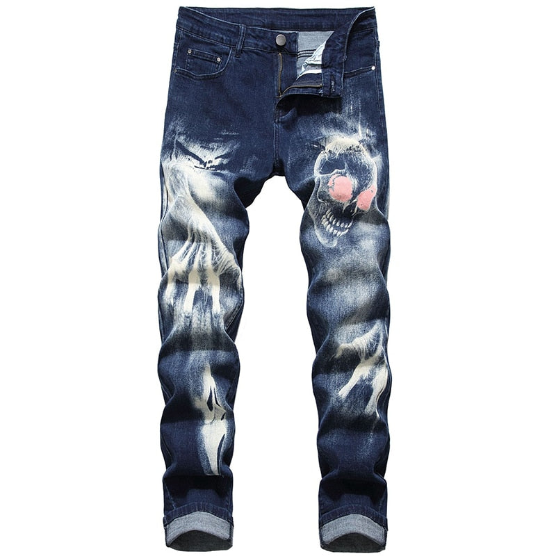 Skull Devil Printed Slim Casual Men Jeans – FanFreakz