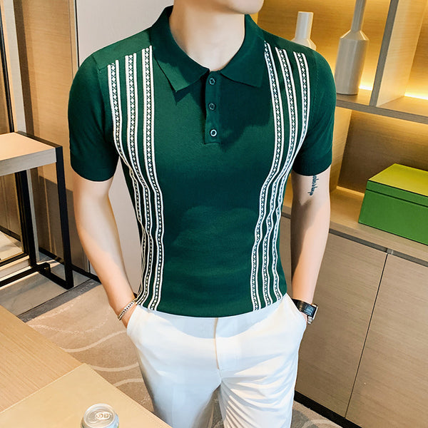 Side Vertical Stripes Buttoned Men Polo Shirt– FanFreakz