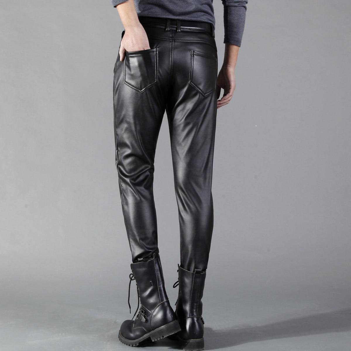 Solid Black Clean and Sleek Design Men Leather Pants – FanFreakz