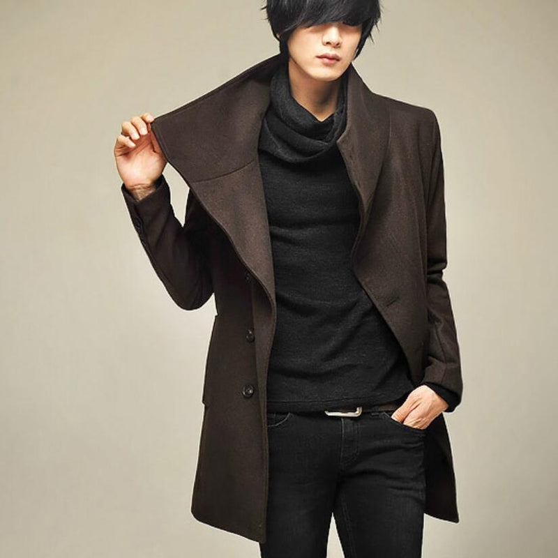 High Collar Chic Korean Style Men Winter Coat – FanFreakz