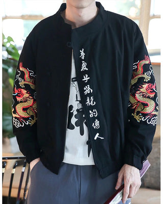 Unbranded Chinese Jacket Black/Olive Green Floral Design Long Sleeve Size  XL | eBay