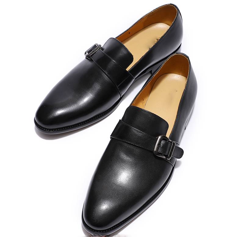 Luxury Loafers Genuine Leather Single Monk Strap Slip On Men Shoes ...