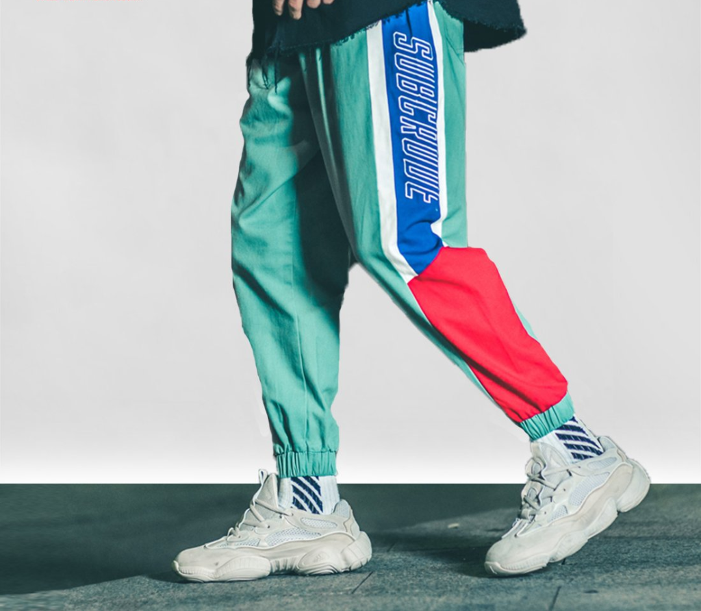 color block joggers mens