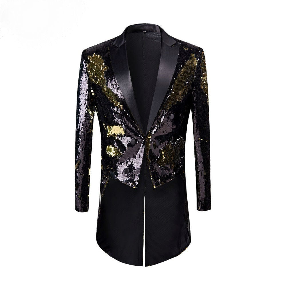 Gold Black Glamour Sequins Tuxedo Style Men Costume Blazer – FanFreakz