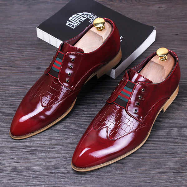 Slip On Style Men Dress Shoes with Croco PU Leather Detail Details ...
