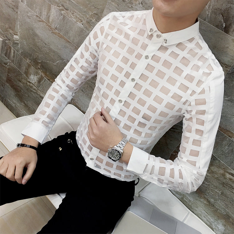 mens sheer white dress shirt