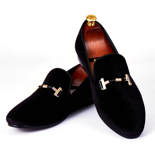 Italian Style Men Velvet Loafers Shoes with Strap Buckle Detail – FanFreakz