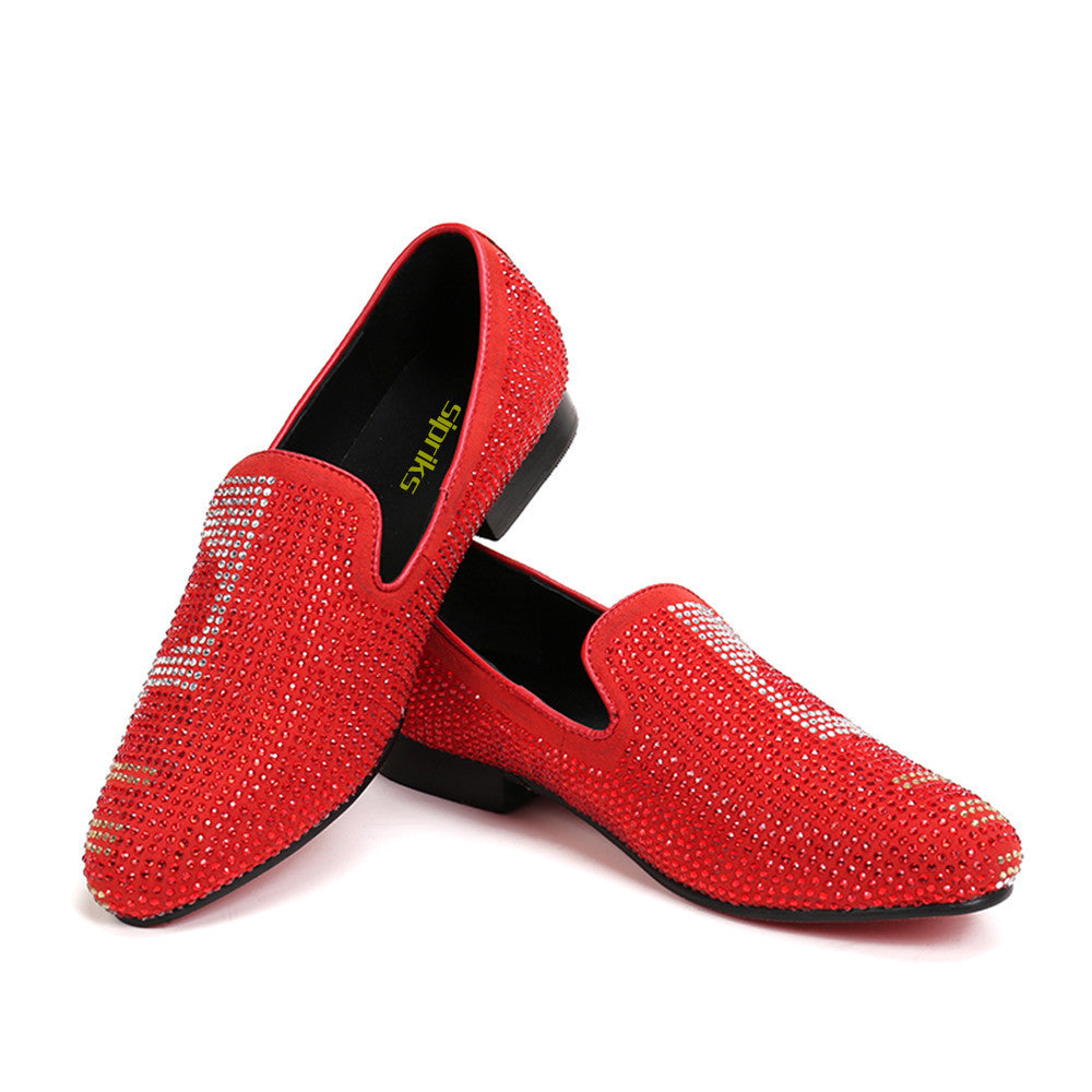 red slip on loafers