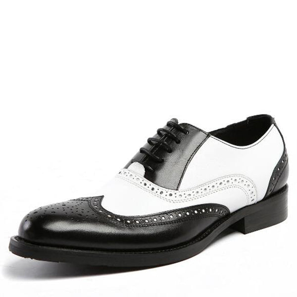 Classic Black White Men Brogue Shoes Oxford Style – FanFreakz