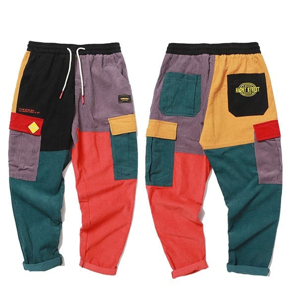 mens corduroy patchwork pants