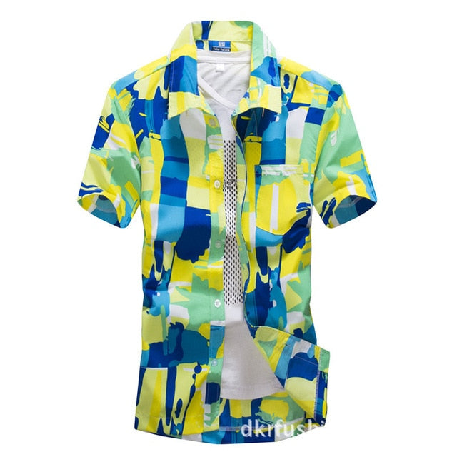Hawaiian Beach Printed Short Sleeve Style Men Shirt – FanFreakz