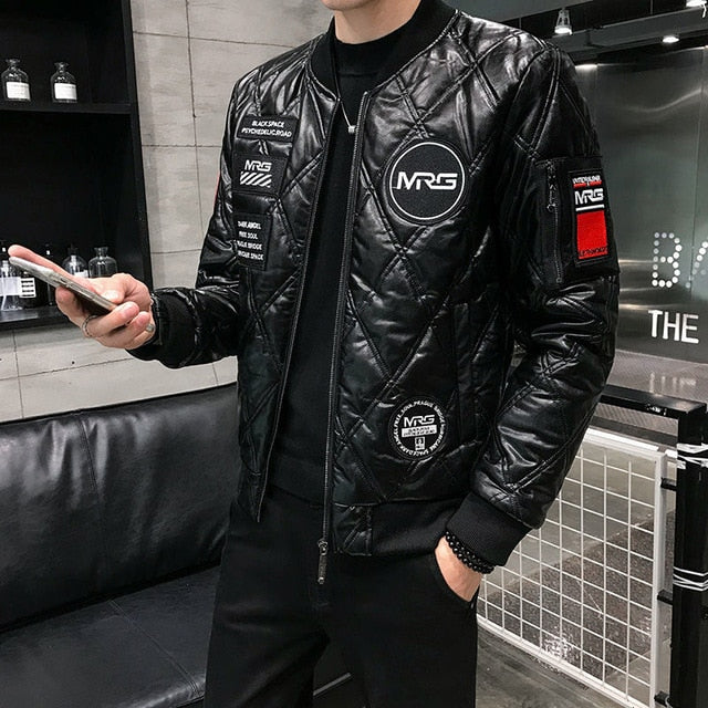 thick black bomber jacket