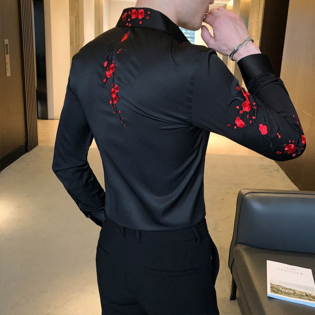 men's shirt with red roses