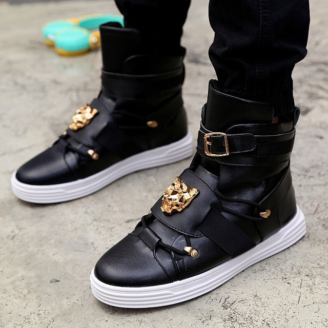 black and gold shoes mens