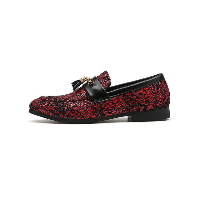 Fancy Snakeskin Pattern with Metal and Tassel Detail Men Loafers Shoes ...