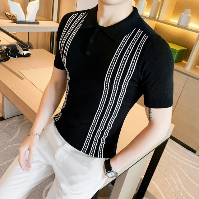 Side Vertical Stripes Buttoned Men Polo Shirt – FanFreakz