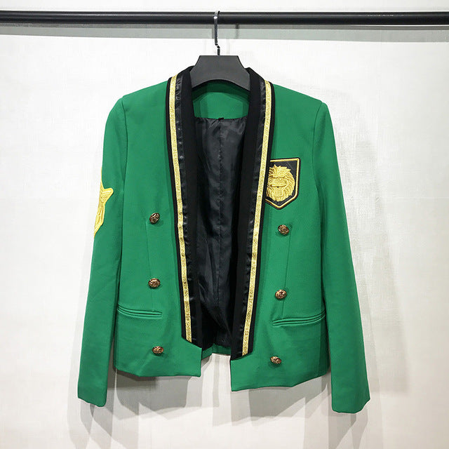 Luminous Green with Gold Badge Details Costume Style Men Blazer