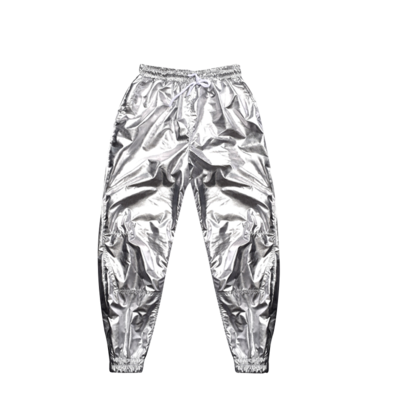 metallic silver joggers