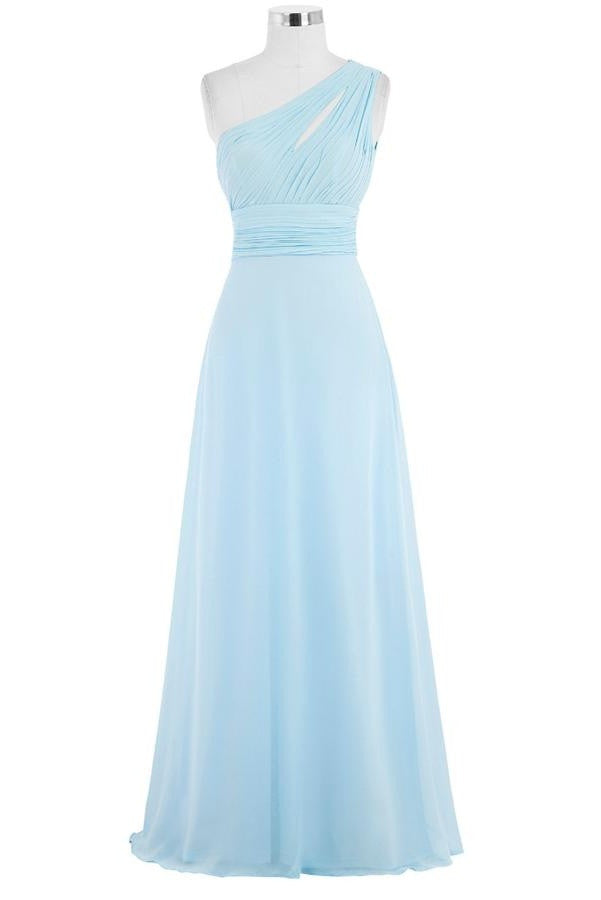 Light Sky Blue Long Chiffon Plus Size Cheap Prom Dresses – Okdresses