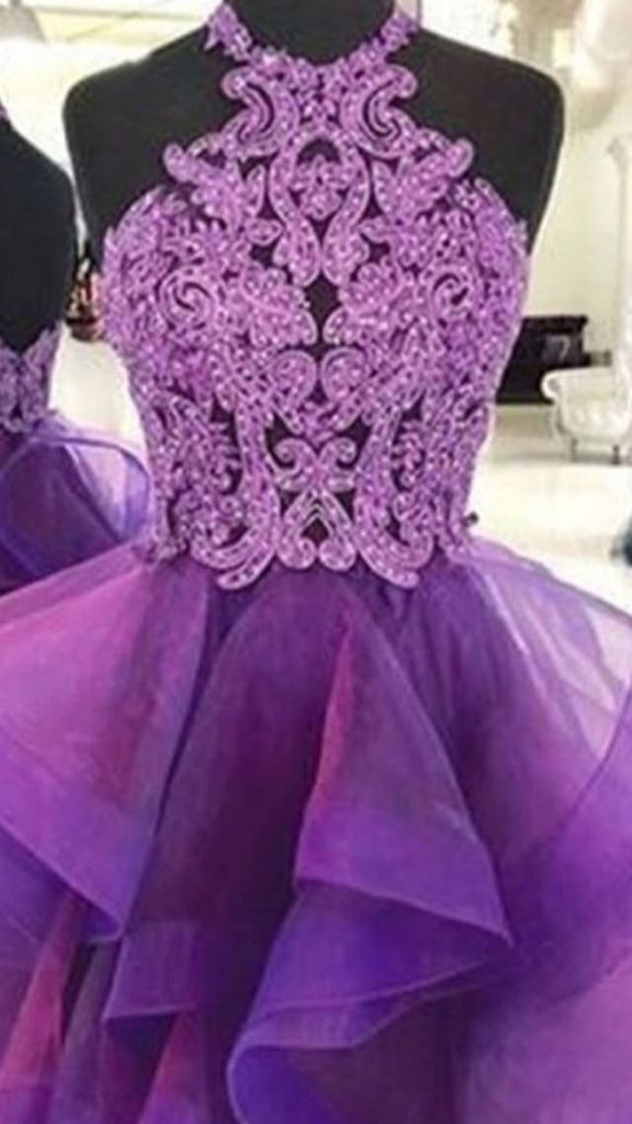 purple short prom dresses