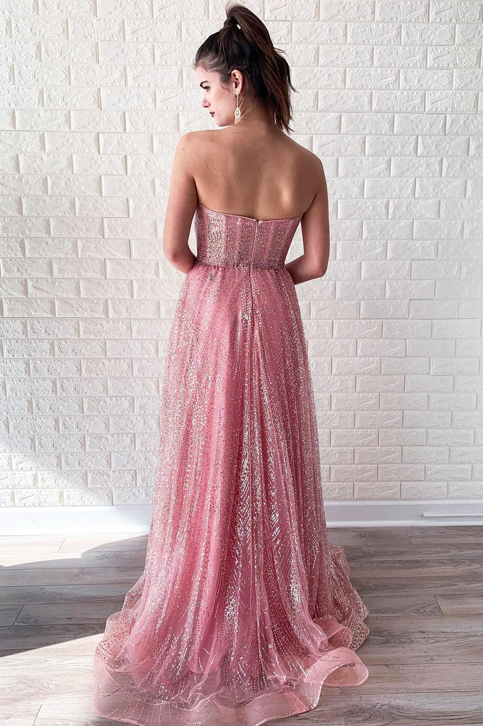 Sparking Sweetheart Long Pink Stunning Prom Dress OKK78 – Okdresses