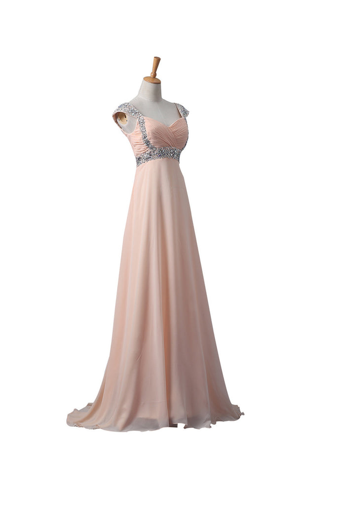 Blush Pink Chiffon Beaded Long Prom\Evening Dresses ED0665 – Okdresses