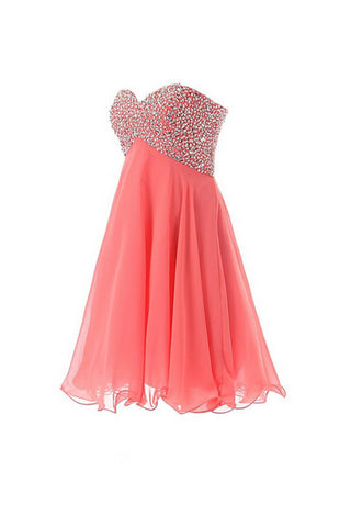 Empire Waist Watermelon Short Prom Homecoming Dress – Okdresses