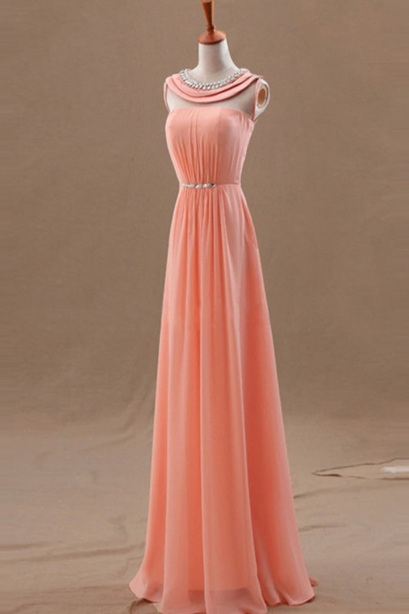 Blush Pink Chiffon Empire Long Prom Evening Dresses ED0706 – Okdresses