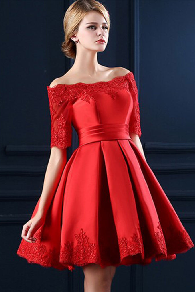 boat neck red dress