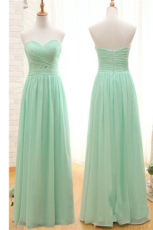 Simple Sweetheart Long Mint Green Bridesmaid Prom Dress – Okdresses