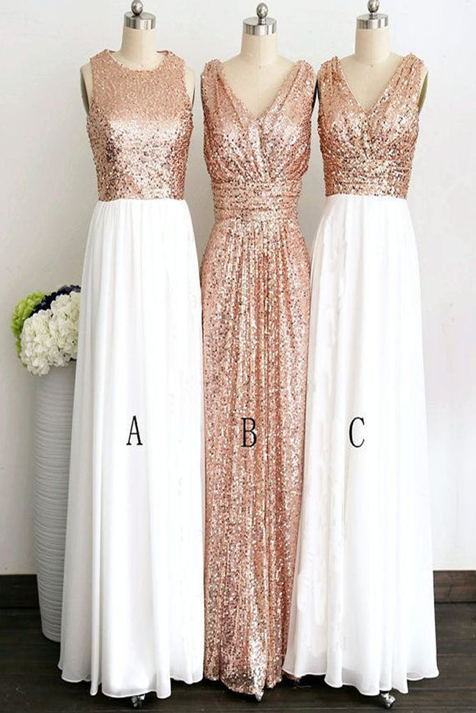 rose gold long dress bridesmaid