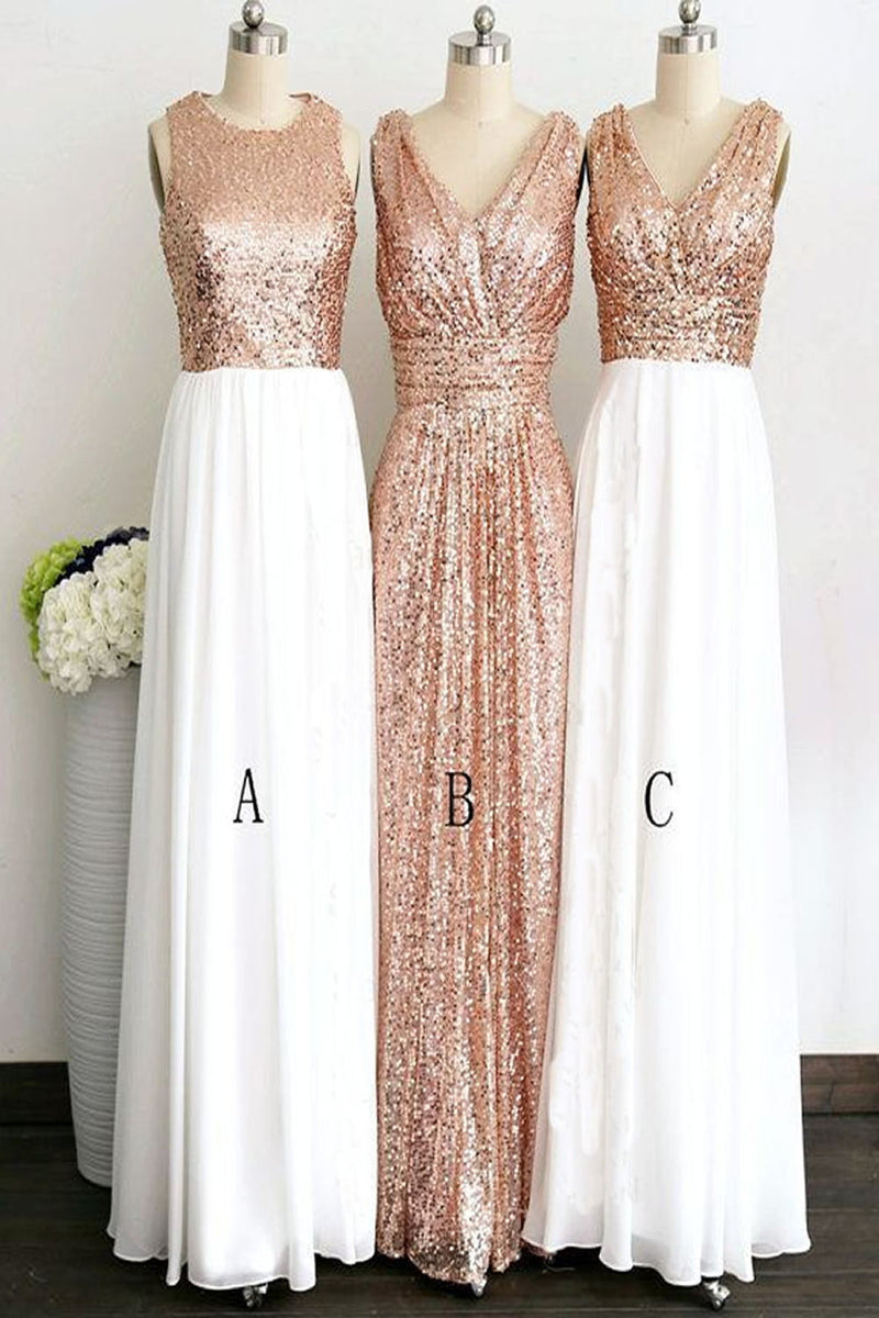 Rose Gold Long Elegant Pretty Charming Bridesmaid Dress Okdresses