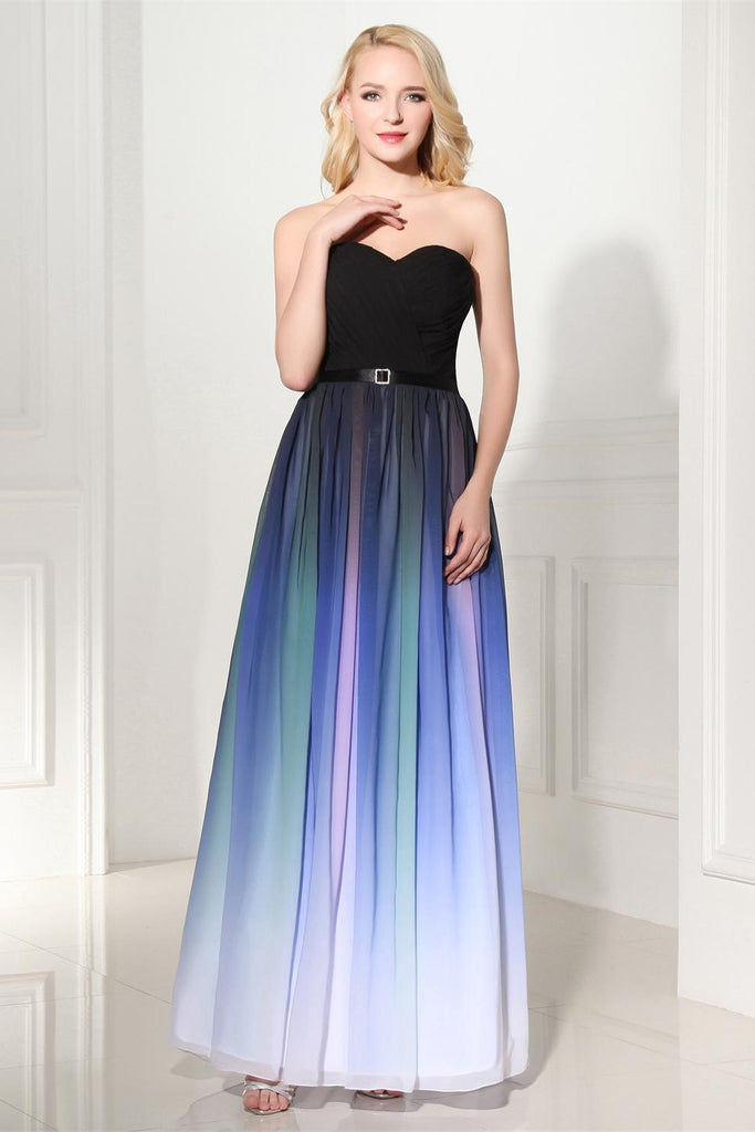 Charming Gradient Chiffon Sweetheart Long Prom Dresses – Okdresses