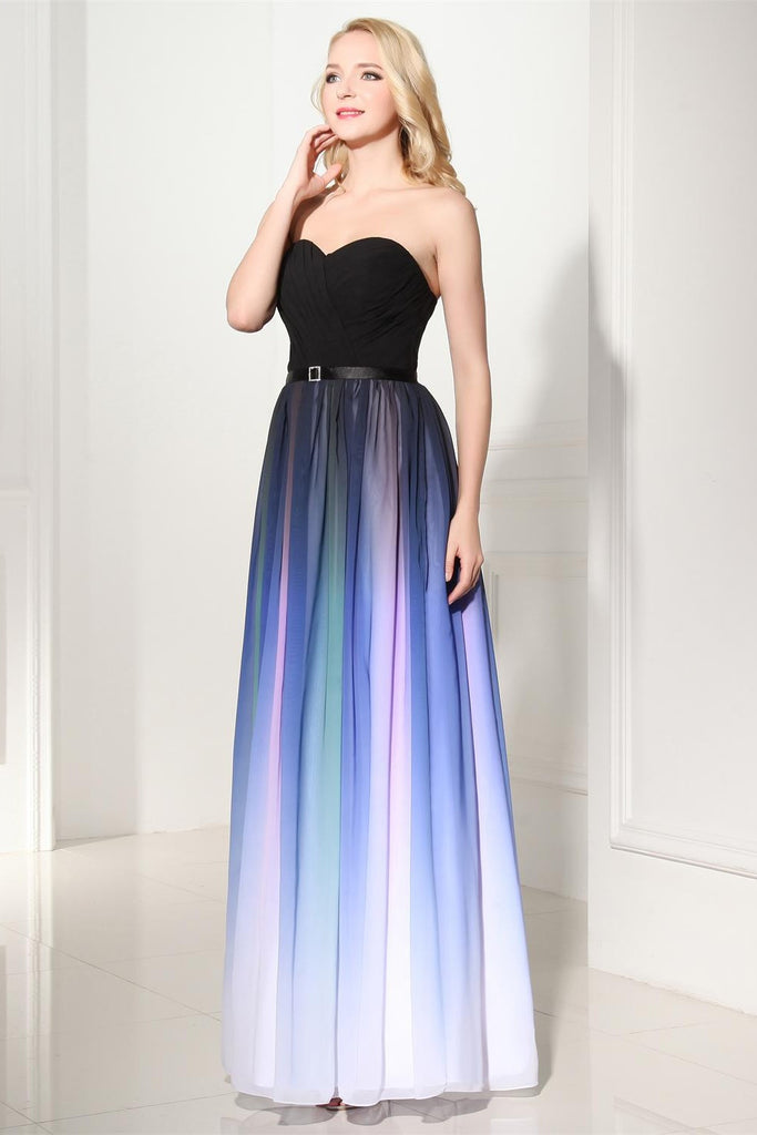 Charming Gradient Chiffon Sweetheart Long Prom Dresses – Okdresses