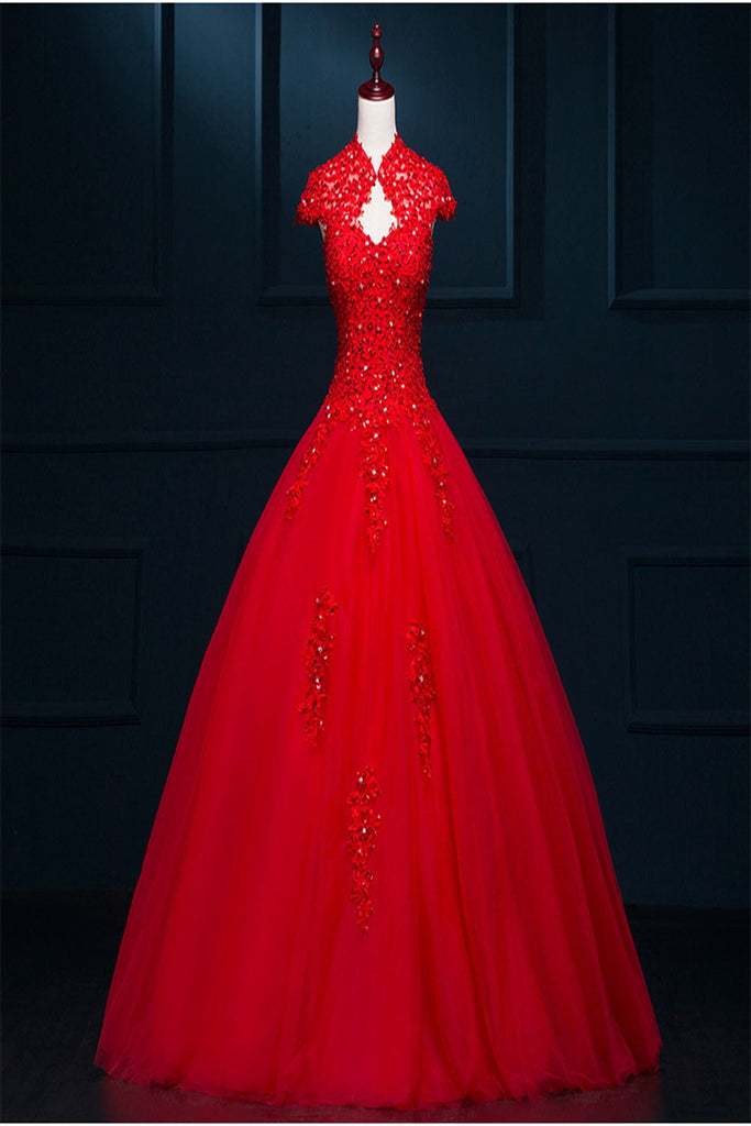 red puffy dress long