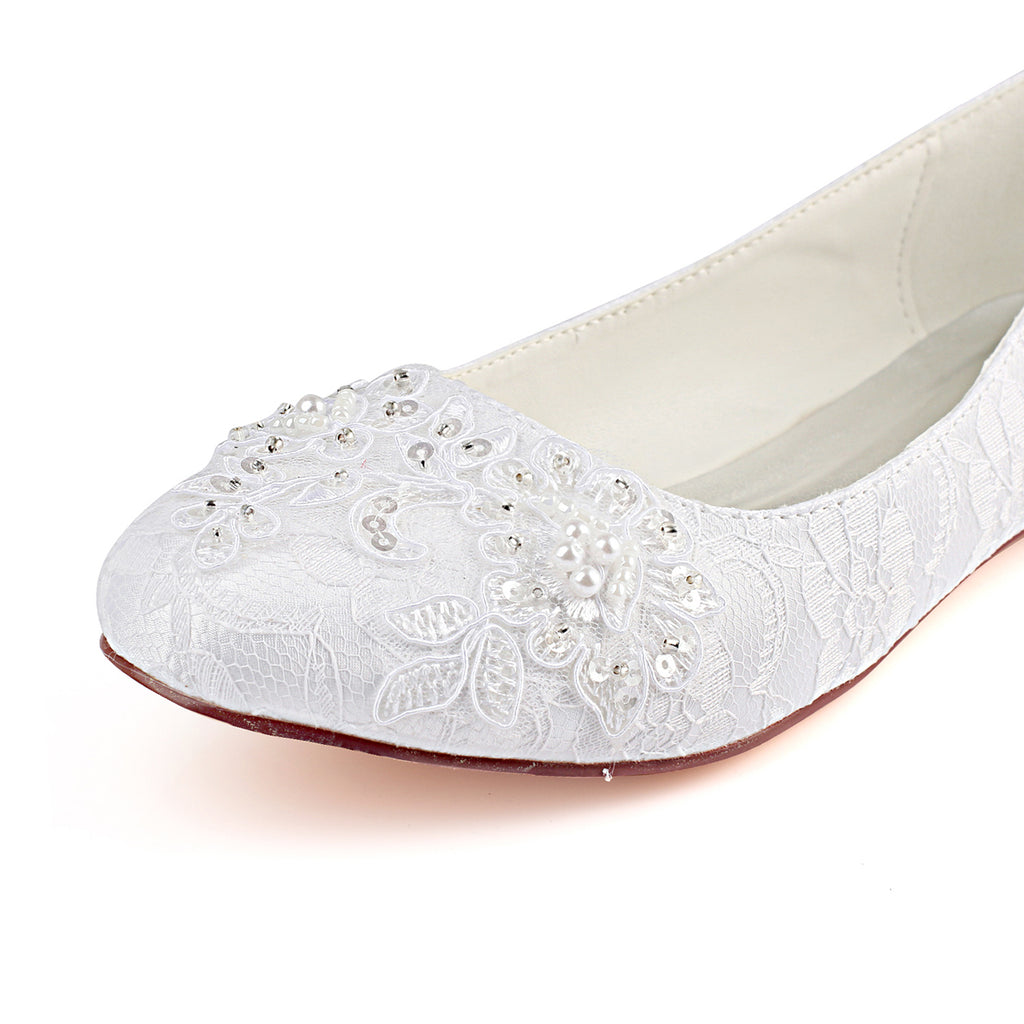 flat lace bridal shoes