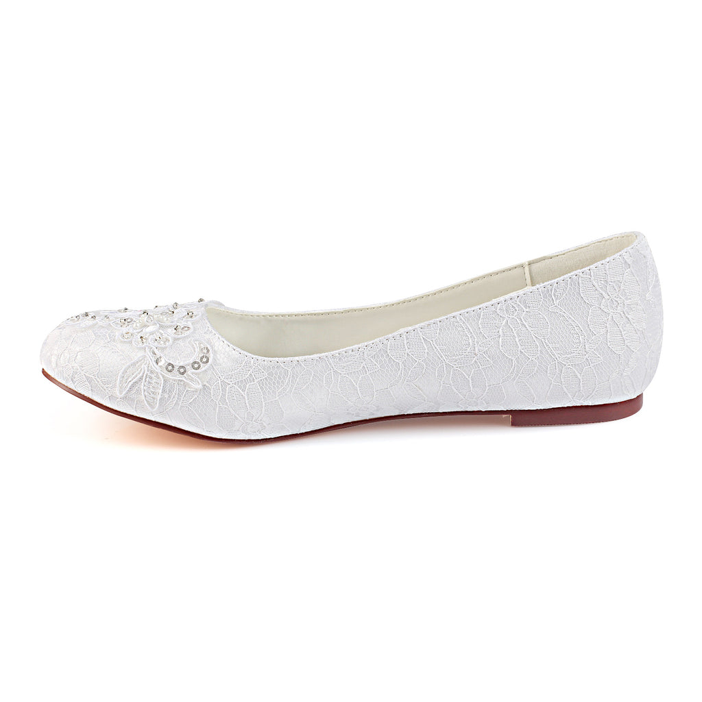 flat ivory bridal shoes