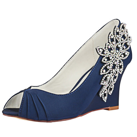 blue wedge wedding shoes