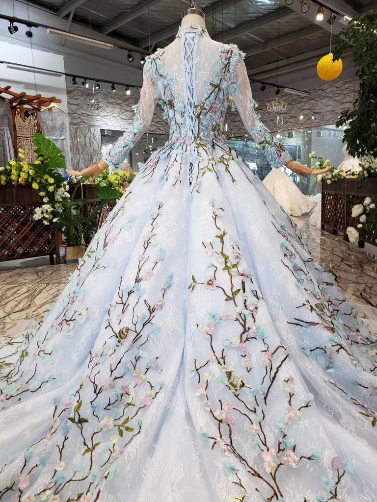 Elegant Scoop Ball Gown Wedding Dresses, 3/4 Sleeves Wedding Gown OKJ97 ...